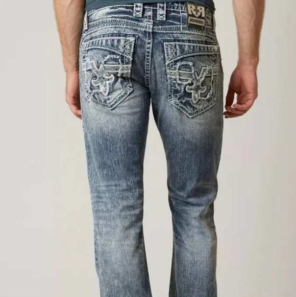 Rock Revival Light Blue Distressed Straight Jeans - Picture 3 of 16